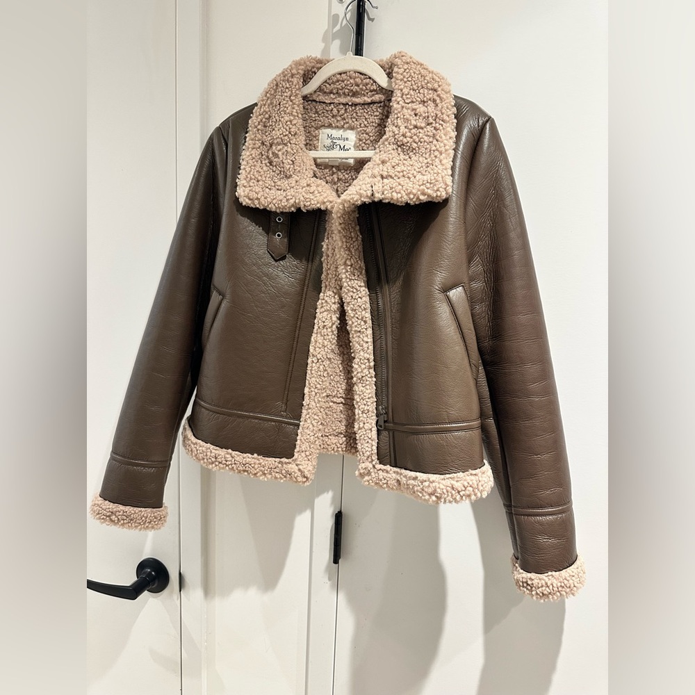 Sherpa lined Shearling faux leather jacket